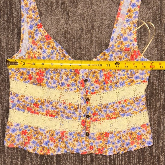 FREE PEOPLE REVOLVE Kiana Lace Tank Printed in Coral Combo SZ M boho festival - Picture 11 of 11